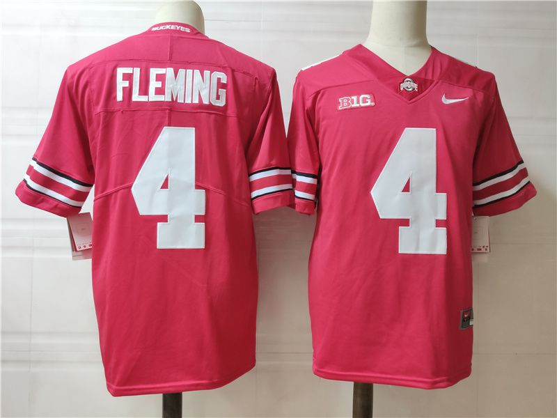 Men Ohio State Buckeyes 4 Fleming Red Nike 2025 NCAA Jersey